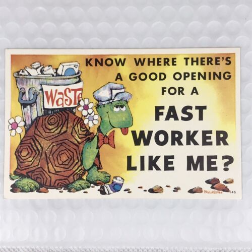 Humorous Vintage Postcard Fast Worker Turtle Funny Cartoon Art | eBay