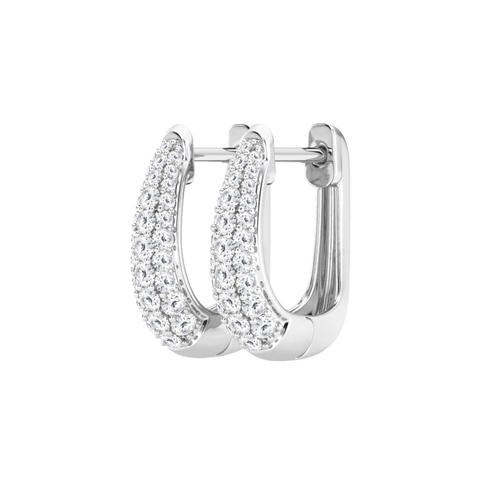 Piedra De Aro Chapado en Oro Blanco Pendientes de Moda