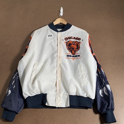 Vintage Chicago Bears Jacket Adult Size Large White Long Sleeve