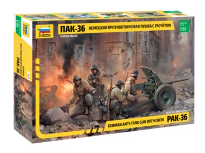 Zvezda Deutsch WWII PAK 36 mit Mannschaft WA Plastik Model Kit Bausatz 3610