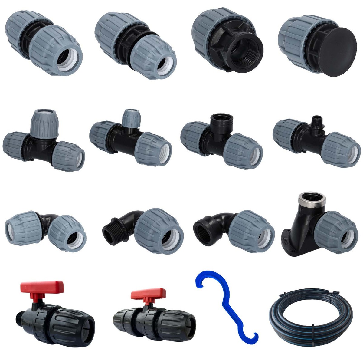 PP Fitting 90° Winkel – Klemmverbinder Für PE-Rohr 32mm