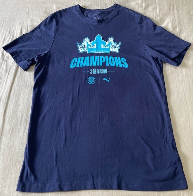 Puma + Manchester City Champions 3 in fila 2020 2023 T shirt grande da uomo blu