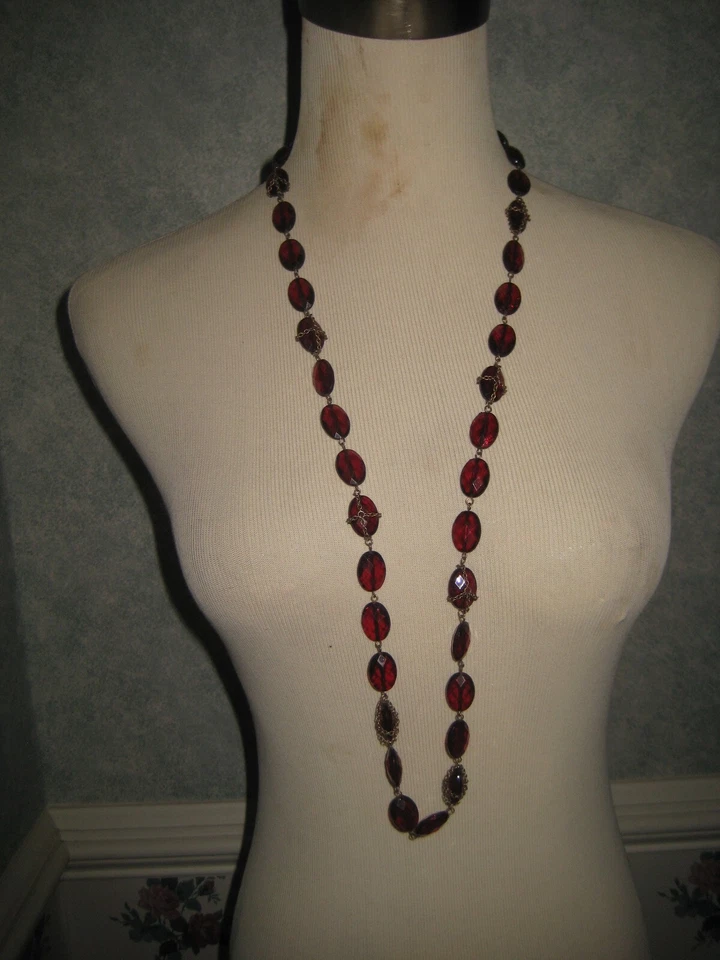 Collar para mujer French Connection imitación rubí dorado/rojo nuevo con etiquetas $58 Foto 4 de 4