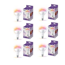 WiZ 65W BR30 Color LED Smart Bulb - Pack of 6 - E26- Indoor - Connects to You...