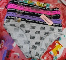 5 NEW JUICY COUTURE JC8562 5PKAG MF SIGNATURE WAIST CHEEKY BIKINI PANTIES L