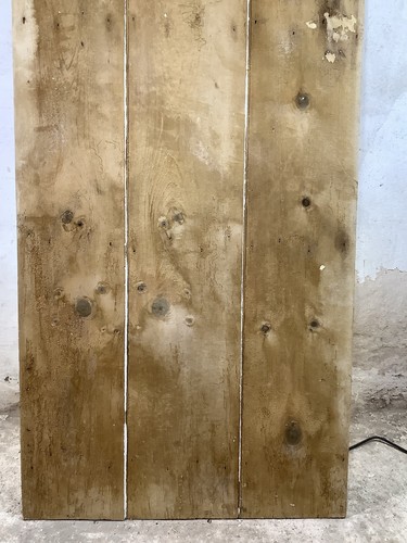 30"X 67 7/8" Very Old Internal Stripped Pine 3 Plank Ledge Door Reclamation - Picture 3 of 12
