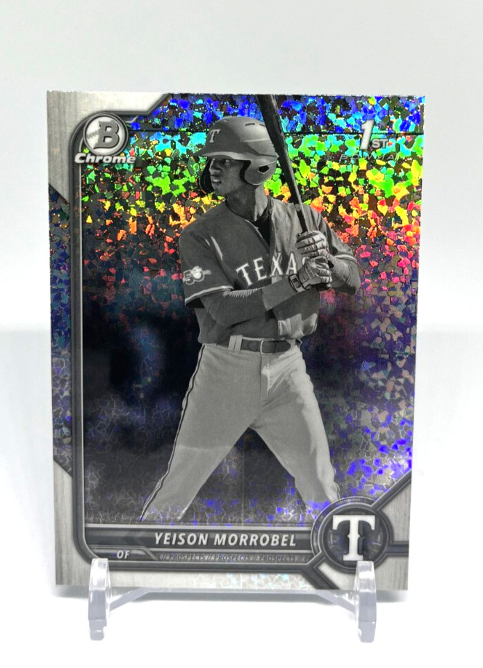 2022 Bowman Chrome Yeison Morrobel #BCP-200 BLACK WHITE MINI-DIAMOND - Rangers