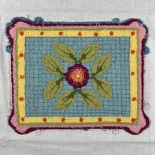 Punch Needle Panel Artwork Handmade Unframed Floral Needlework Needlepoint 7"x9"