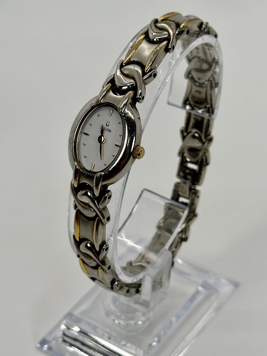 Bulova Womens Watch 22mm Silver Two Tone Stainless Bracelet New Battery 6.25\