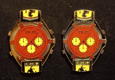 2 GROSSE PINS PINS UHR ENZO FERRARI WATCH, GOLD UND SILBER NUMMERIERT / 50