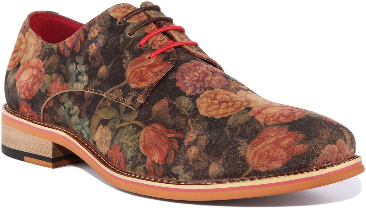 Justinreess England Ben Men Floral Print Oxford Shoe In Multi Colo Size UK 6 12