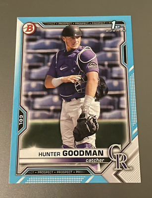 2021 1st Bowman Draft SKY BLUE Hunter Goodman #BD-66! Rockies 