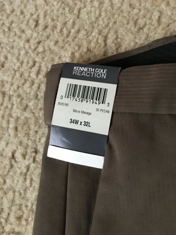 Kenneth Cole Reaction Men Size 34 Pecan Micro Manage Dress Pants - Image 3 of 4