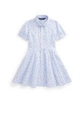 Image of Polo Ralph Lauren~Floral Linen Cotton dress White - Blue Age 2 Y