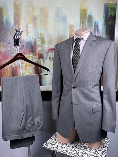 Tuta Z Zegna uomo nuova senza etichetta slim fit grigia spina di pesce 2 pezzi 40L pantaloni 34/30 $2490