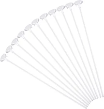 50 Pieces Plastic White Balloon Sticks with Cups for Party, Valentine'S Day, Wed