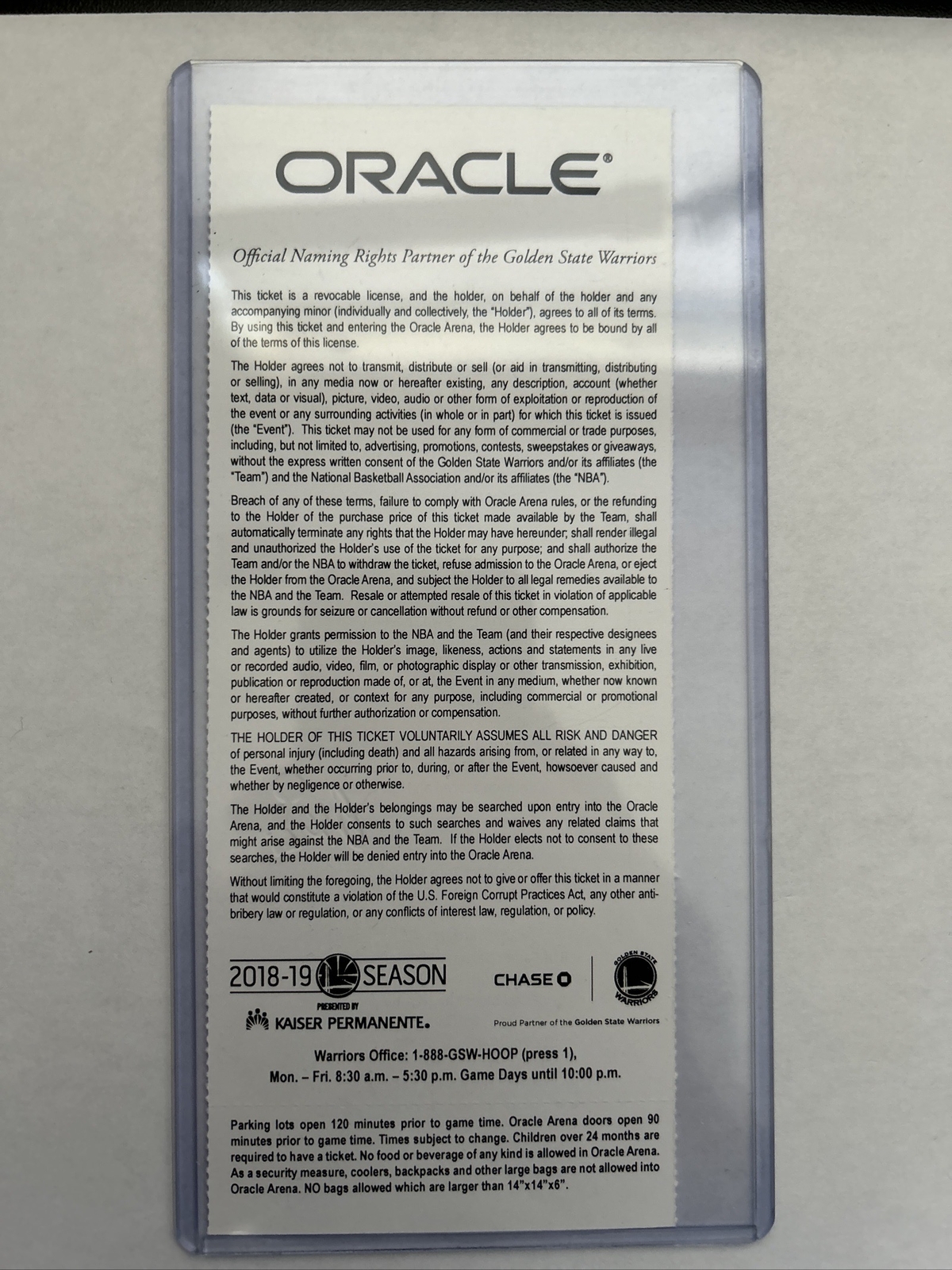 Oracle R11 Ticket Warriors Ticket April 7 2019 (Last Regular Season Game at Oracle) - 6x ...