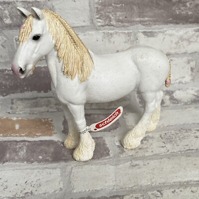 Schleich 2012 White Shire Geflochtene Mähne Pferd Stute Tier Figur 73527 Neu