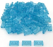 Lego 100 New Trans-Light Blue Plates 1 x 2 Studs Pieces