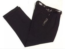 MEN'S BLACK PLEATED DRESS PANTS SLACKS TROUSERS BELT CUFFED BIG SIZES 28-70 NEW
