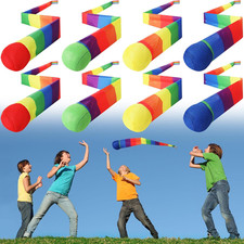 8 Pcs 26 Inch Colorful Throw and Catch Balls with Rainbow Tail for Outdoor Fun