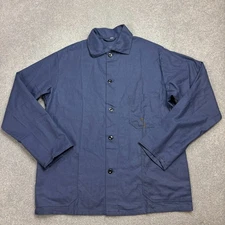 French Jacket Adult Medium Blue VTG Utility Work Wear Canvas Chore Military Men