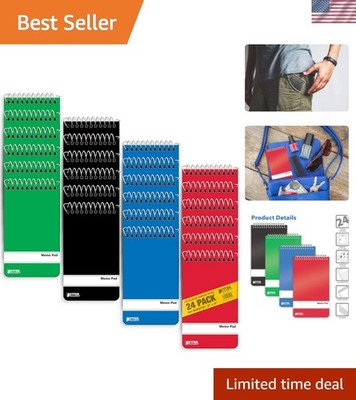 Spiral Memo Pads, 24 Pack, 3 x 5 inches, 60 Sheets, College Rule, by , Assort...