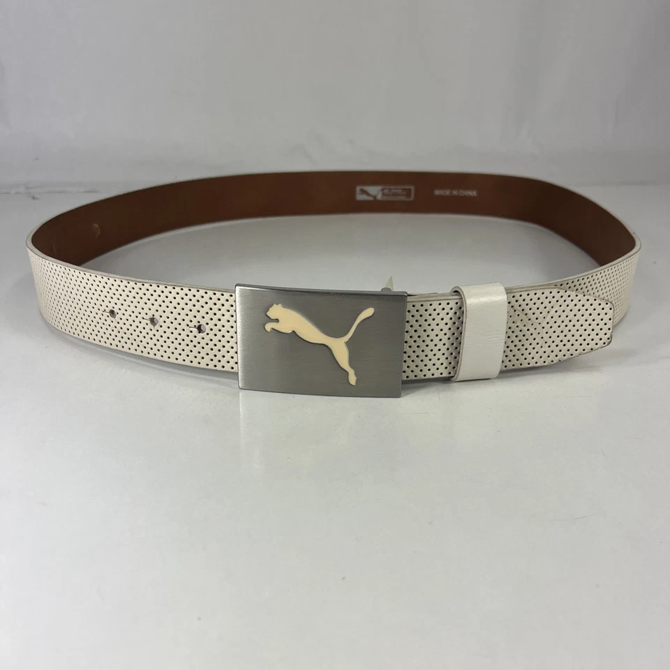 Cinturón de golf Puma blanco de cuero genuino - para hombre talla 42 Foto 2 de 4