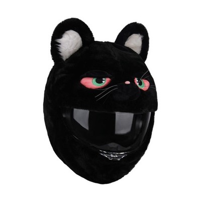 Cartoon schwarze Katze Motorrad Helm Bezug Deko süß