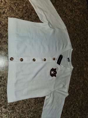 Womens Auburn UNIVERSITY HYPE AND VICE CROPPED SWEATER Button Up Size Large 