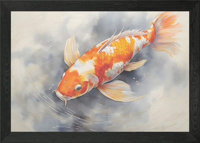 Beruhigender Zen Koi Fisch Japan gerahmtes Wandbild Poster Leinwanddruck Bild