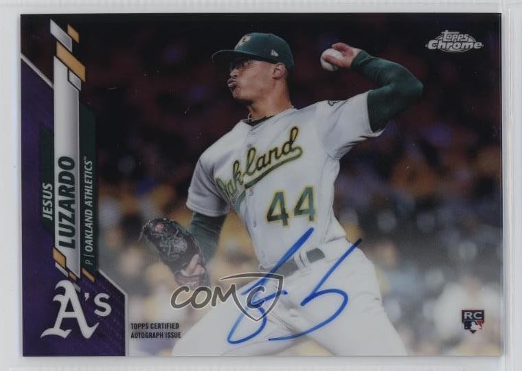 2020 Topps Chrome Rookie Purple Refractor 103/250 Jesus Luzardo #RA-JL Auto sc2