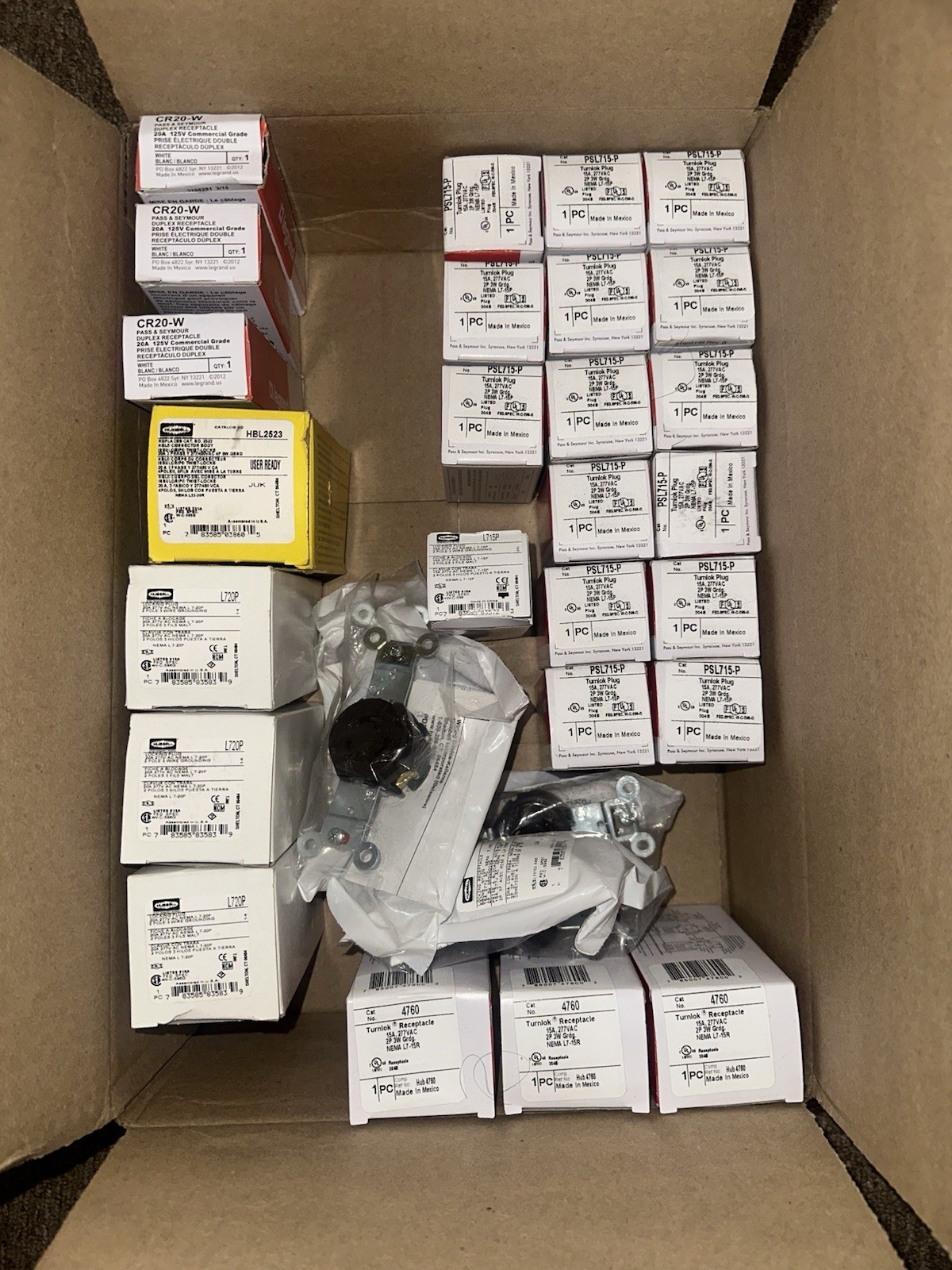 BNIB - Assortment Of Legrand/Hubbell Recept & Plugs. Detaile