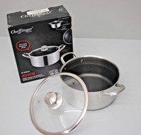 Cheffinger Kochtopf Topf Ø24Cm Massiv Edelstahl Mit Glasdeckel Induktion NEU