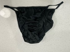 Unbranded Vintage Black Nylon String Bikini Size Medium Sheer Lingerie