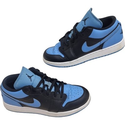 Nike Air Jordan 1 Herren Gr. UK 6 Schwarz Blau Low Top Sneaker Leder