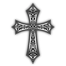 Ornamental Christian Cross Cut To Shape Vinyl Sticker