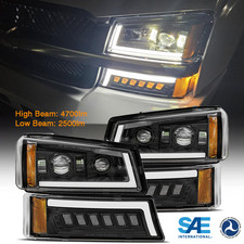 Drl Led Headlights Assembly Turning Lamps For 2003-2007 Chevy Silverado 1500