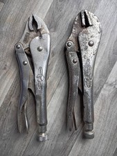 2 USA MADE Petersen Dewitt Vise Grip Locking Pliers 10R 10WR Vintage Grips Lot