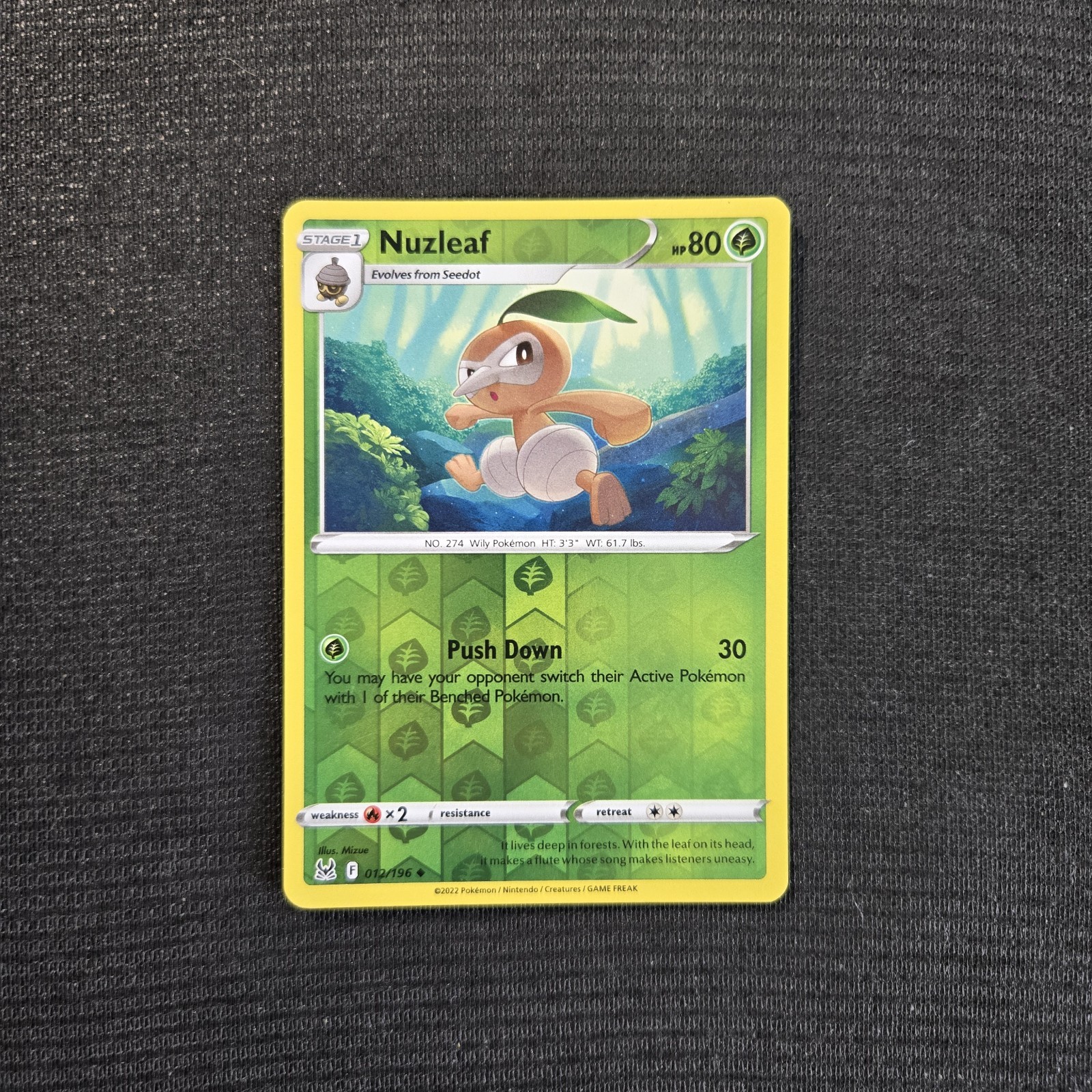 Pokemon TCG Lost Origin Nuzleaf Reverse Holo Card 12/196