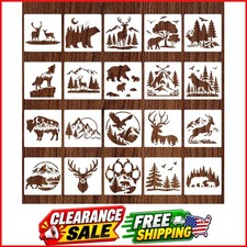 20 Pcs Forest Animal Stencils Scorch Paint Wood Burning Stencils for Crafts