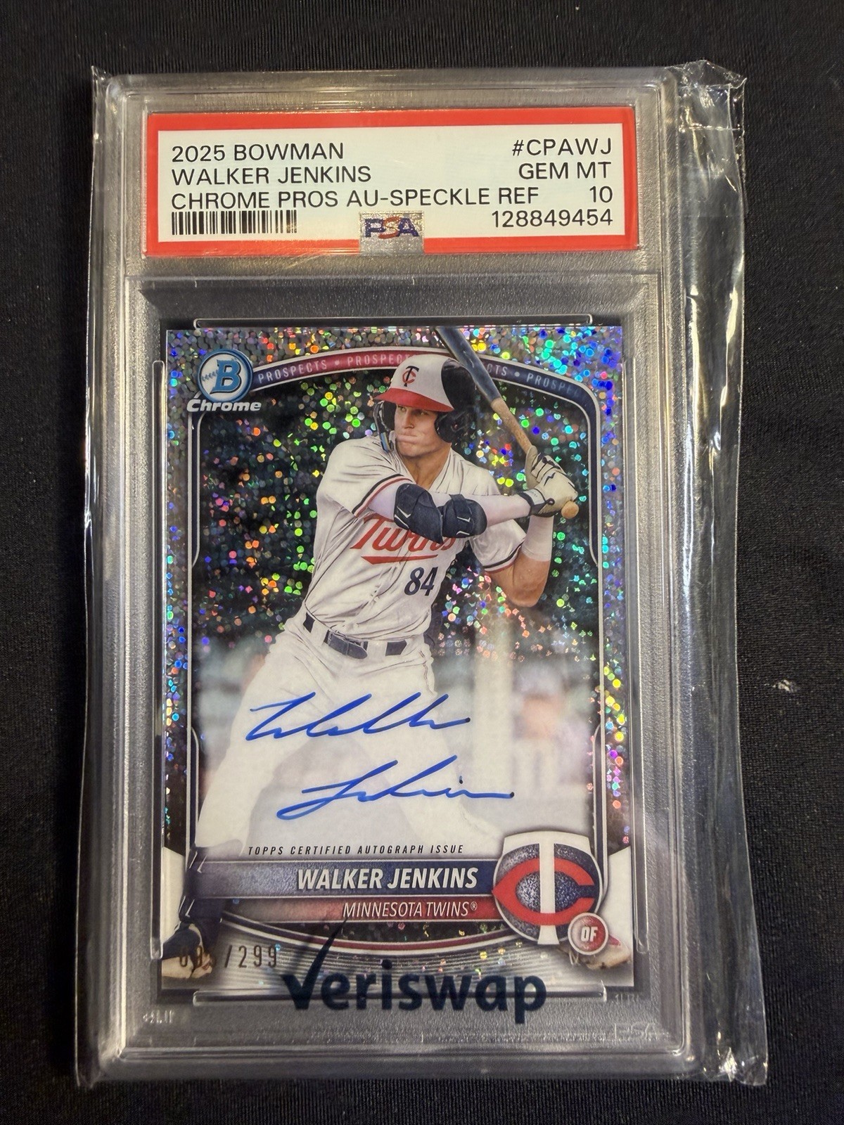 2025 Bowman Chrome Autographs Walker Jenkins #CPA-WJ Speckle Refractor /299