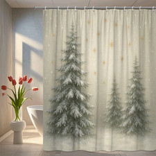 Winter Snowy Trees Shower Curtain for Christmas Decor