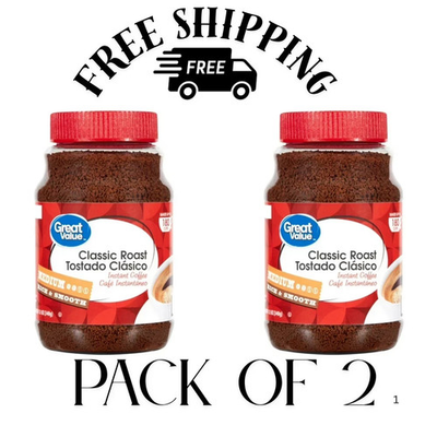 #ad PACK OF 2 Great Value Classic Medium Roast Instant Coffee 12 oz NEW $9.98