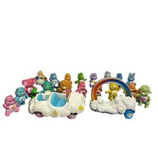Vintage Care Bears Figurines  1983 Cloud Car  Accessories   20 Pieces