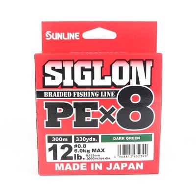 Sunline P.E Linie X8 Siglon 300M P.E 0.8 12LB Dark Green (2349)