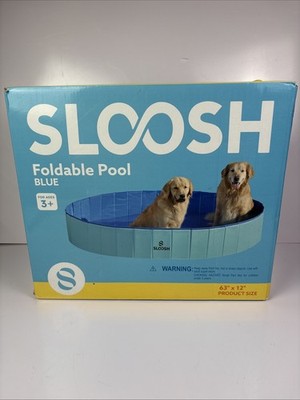 SLOOSH Foldable Dog Kiddie Pool Kids Indoor Outdoor Backyard Use 63'' x 12'', Blue