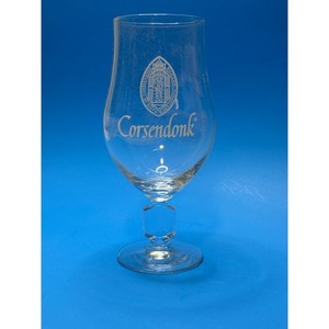 Corsendonk Belgian Abbey Ale Tulip Beer Glass 33cl white Logo Faceted Stem