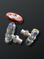 Coppia valvole radiatore Kartell tradizionali angolate cromate TRAD ANG C nuove imballate