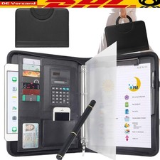 A4 Leder Dokumentenmappe Business Organizer Klemmbrett Schreibmappe mit Deckel